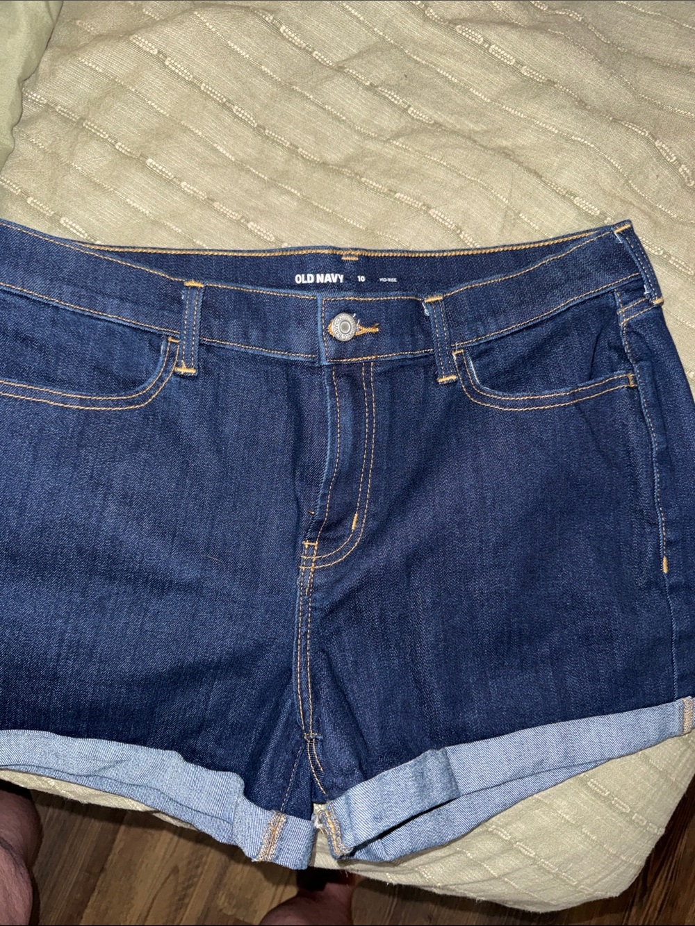 Old Navy Dark Indigo Rolled Hem Jean Shorts